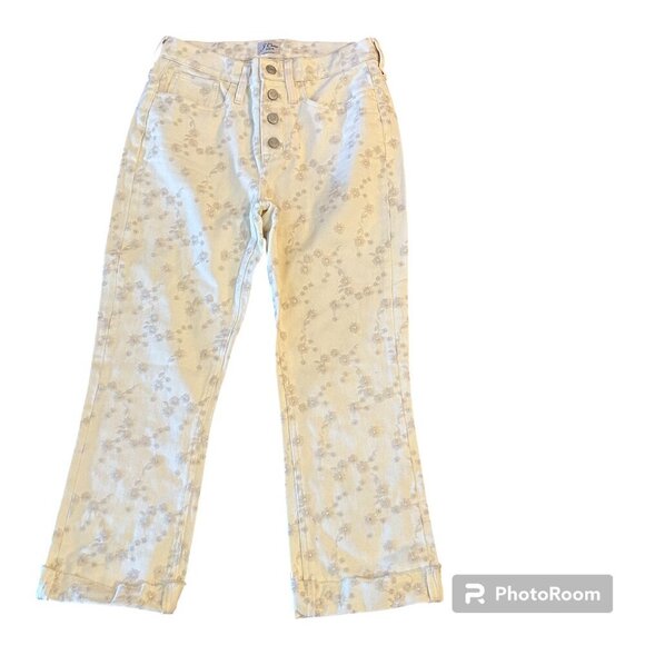 J. Crew Demi Boot Crop Jean Eyelet Embroidered High Rise Size 25 Feminine Preppy - Picture 1 of 14